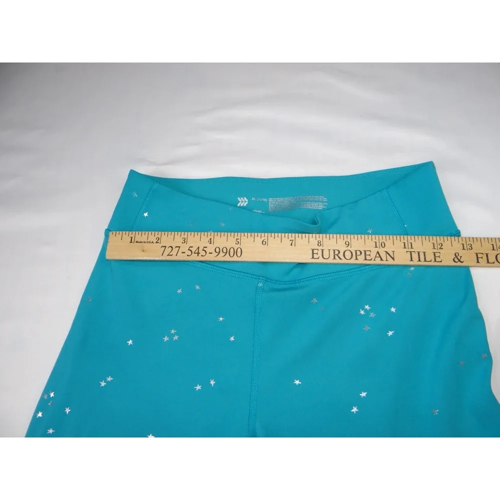 All In Motion Teal Star‎ Print Athleisure Leggings Youth Size XL 14 16